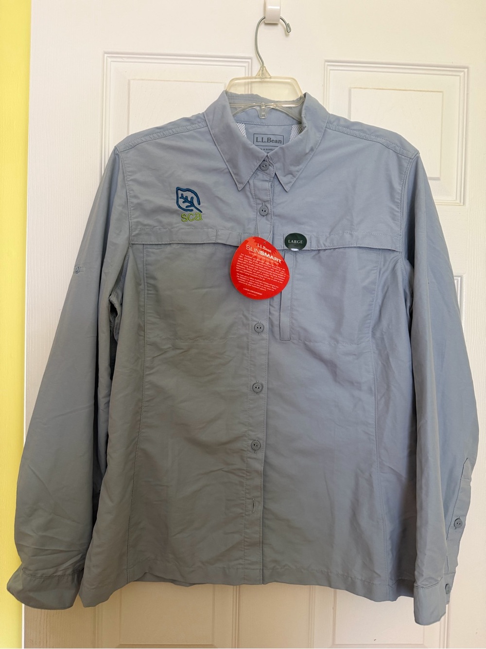 L.L. Bean NWT Sunsmart light blue womens Tropicwear shirt, size Large